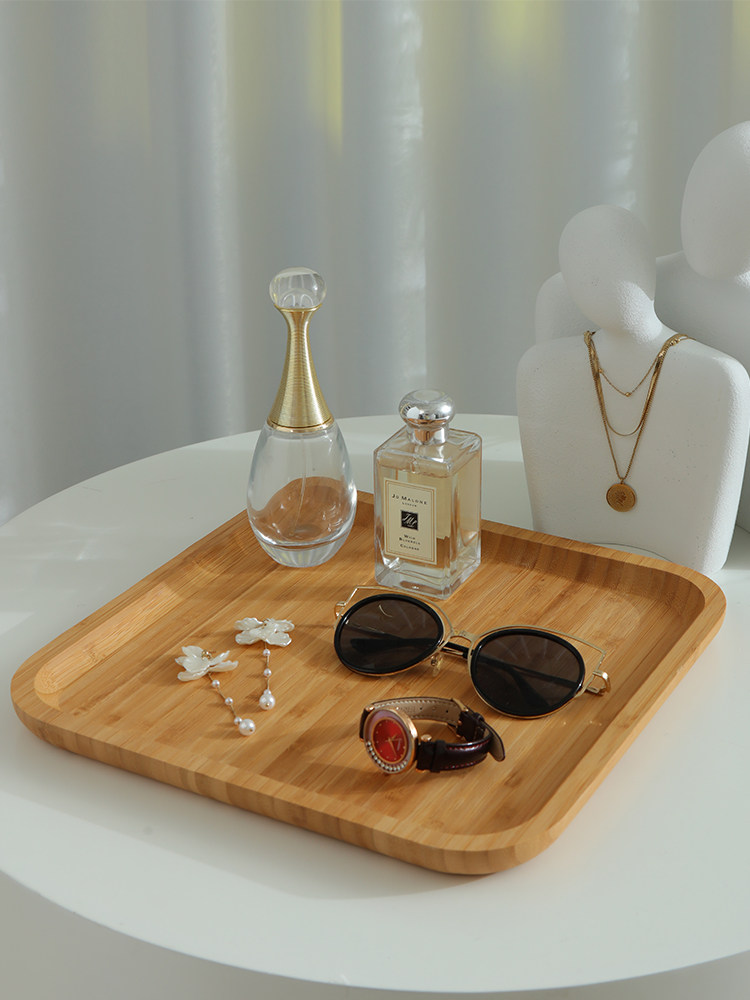 Bamboo wood jewelry rack box jewelry tray earrings storage display rack ring necklace earrings jewelry display props