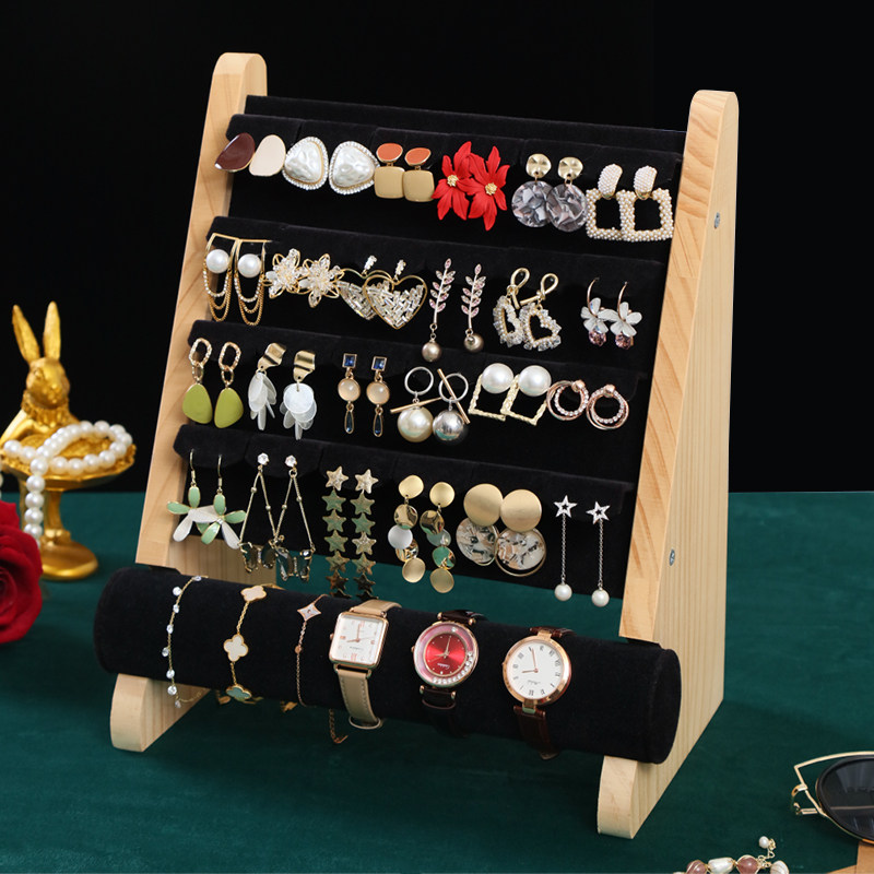 Solid wood jewelry display stand jewelry storage earring stand earrings display board necklace bracelet stand jewelry display props