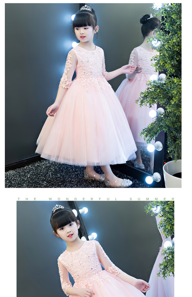 Váy trẻ em mới công chúa váy dài catwalk trang phục cô gái váy cưới trắng váy fluffy váy mùa hè quần áo em bé