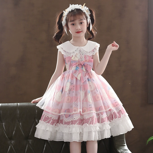 Летний детский наряд маленькой принцессы, оригинальное платье, стиль Лолита, коллекция 2021