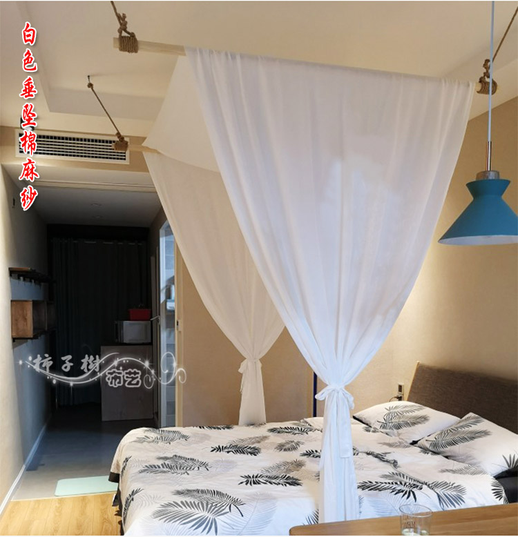 Gạc giường sợi gỗ treo móc áo gỗ khung mái dây khung vật liệu DIY Đông Nam Á gió retro lưới muỗi rèm khung giường ngủ 4 trụ