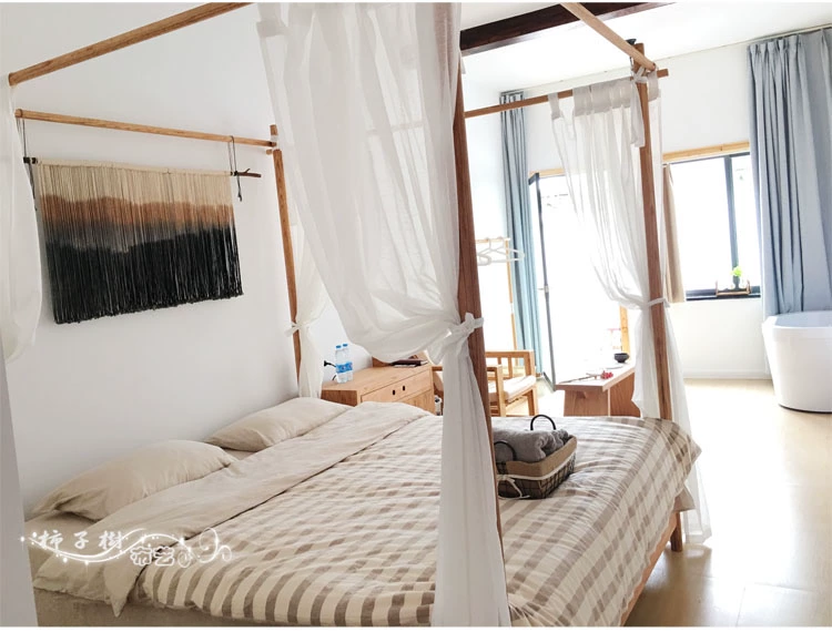 Gạc giường sợi gỗ treo móc áo gỗ khung mái dây khung vật liệu DIY Đông Nam Á gió retro lưới muỗi