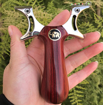 Spring fast flattening leather bow clip titanium alloy elephant elephant flat leather slingshot with high power and no binding stainless steel wooden handle