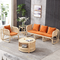 Nordic Real Rattan Sofa Living-room Vine Weaving Hotel Casual Rattan Chair Single Double Trio Combined Five Pieces Of Furniture