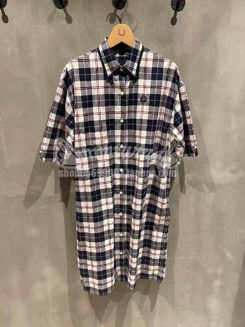 59 cm Hong Kong FRED PERRY 22 summer women's short sleeve grid shirt dress 3160