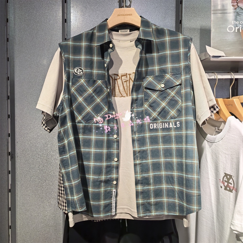 Jack Jones Plaid Shirt Sleeveless Vest Comfortable and Loose-Fitting 226204036 F53 6905571353156