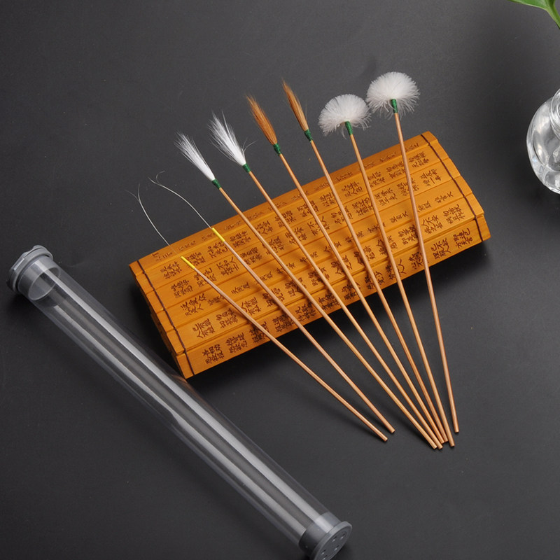 Tianyi old bamboo handle series Ear picking tool set Ear digging tool Goose feather white crane hair horsetail chicken feather stick combination