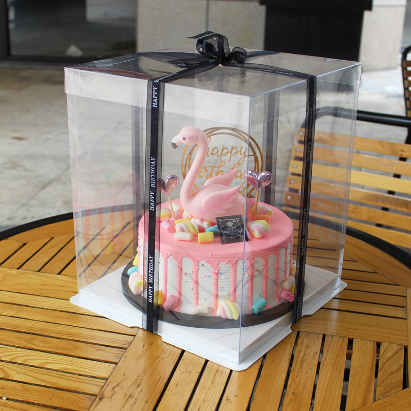 4 6 8 10 12 14 inch single layer double layer height transparent birthday cake box free shipping custom baking packaging