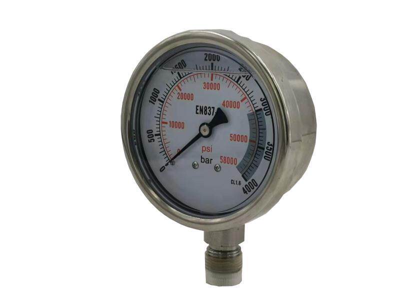 400MPA ultra high pressure stainless steel pressure gauge 4-inch table diameter ultra high pressure radial mounting oil pressure meter