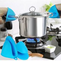 Food grade heat insulation gloves Silicone microwave oven anti-scalding gloves thickened two-finger clip steamer rice cooker heating box