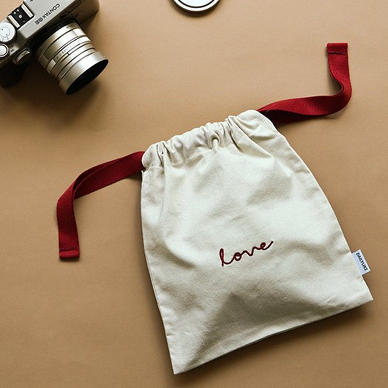 daily like Korea fresh soft cotton drawstring drawstring drawstring embroidery printed digital makeup bag