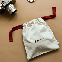 daily like Korean fresh soft cotton drawstring storage bag drawstring drawstring embroidery printing digital makeup bag
