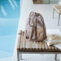 Korea Full portable travel bath swimming finishing storage bag Washing bag Breathable drawstring open mesh bag