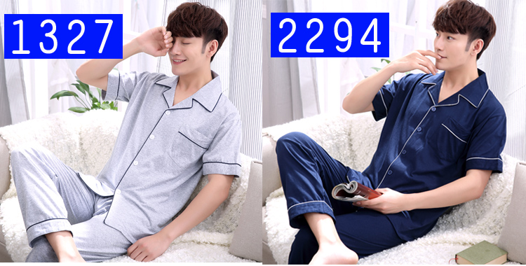 Của nam giới Đồ Ngủ Mùa Hè Bông Ngắn Tay Áo Bộ Cotton Mùa Hè Wearable Mỏng Thanh Niên Đồ Ngủ Trung Niên Men Summer