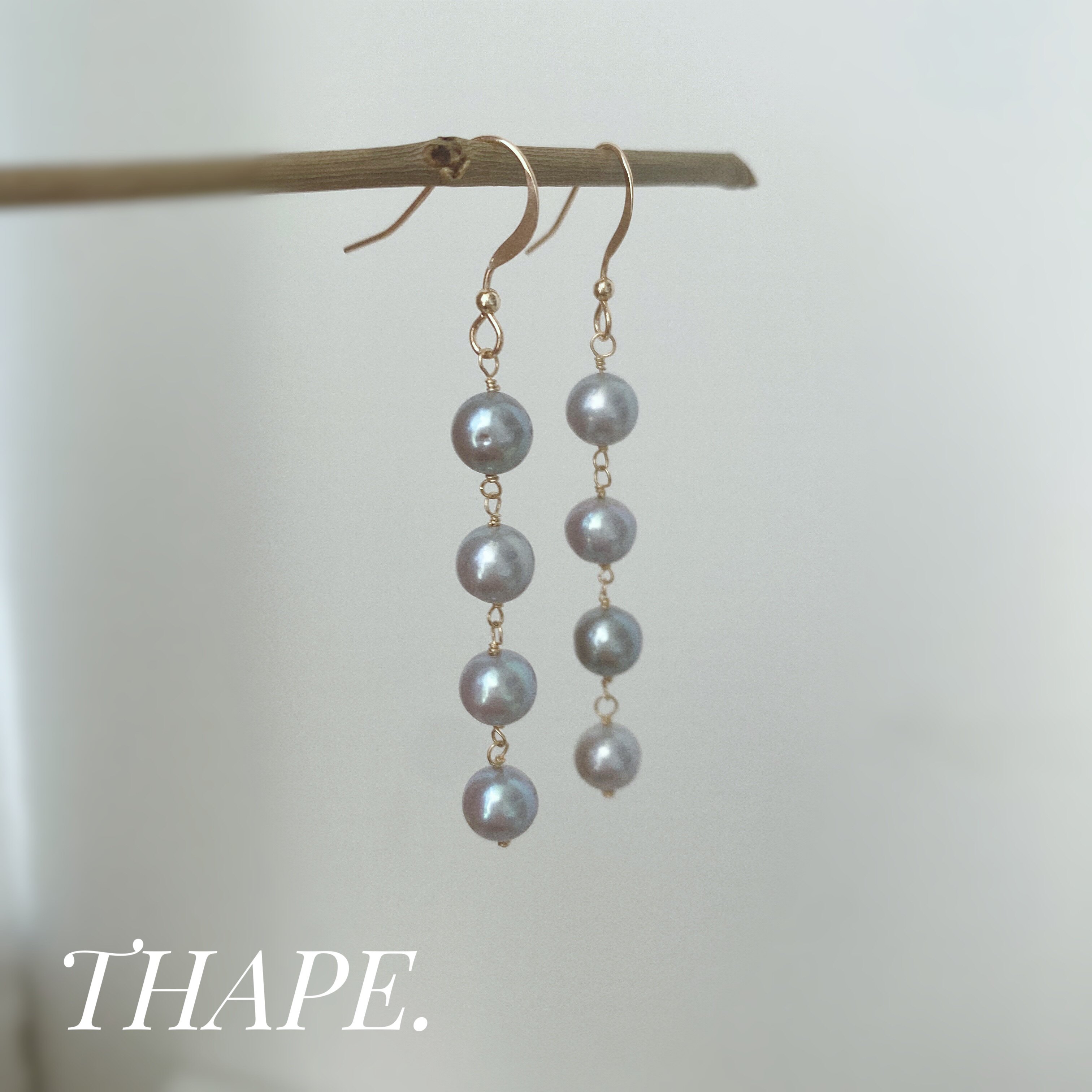 Natural Real Polygma Grey Pearl Long Version Earrings Woman American 14k Bag Gold Earrings Temperament Earrings Elegant Earrings