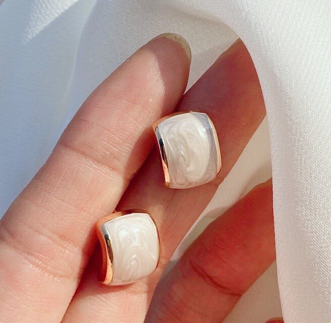 Fine work enamel glazed s925 silver ear nail style retro earrings earrings Elegant Temperament Brief Earrings Earrings