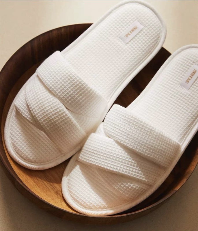Zarahome White Terry Cloth Bathroom Home Thin-Soled Slippers Casual Shoes