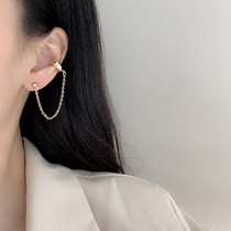 S925 silver needle chain earrings ear clip temperament Korean earrings 2021 New Tide ins Net red ear clip women