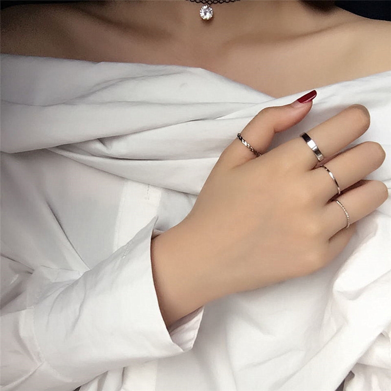 Japan-ROK minimalist joint ring Tidal Man Tail Ring Ring to ring forefinger personality male and female student retro accessories J006 