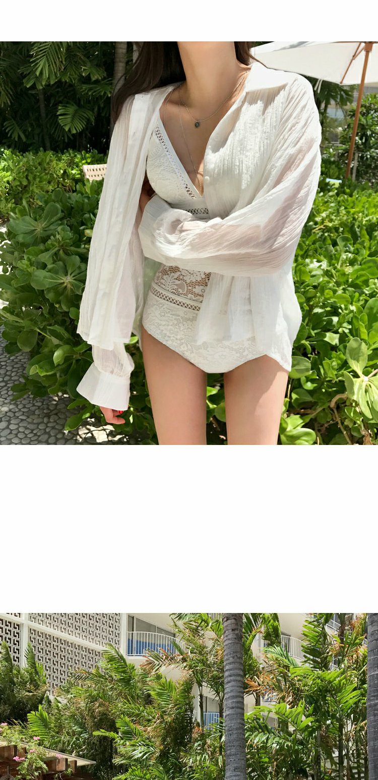 Áo tắm nữ bikinii Xiêm ngực nhỏ ngực lớn tụ tập để che bụng áo tắm ren gợi cảm - Bộ đồ bơi One Piece đồ bơi một mảnh