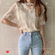 2024 ຮູບແບບໃໝ່ຂອງເກົາຫຼີ Hook-work Hollow Lace Top Women's Loose Super Fairy Temperament Shirt Western Style Versatile Shirt Summer