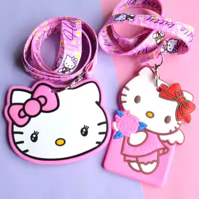 Soft silicone staff as a certificate protection attendance bus ic meal card student access control campus neck card sleeve with lanyard