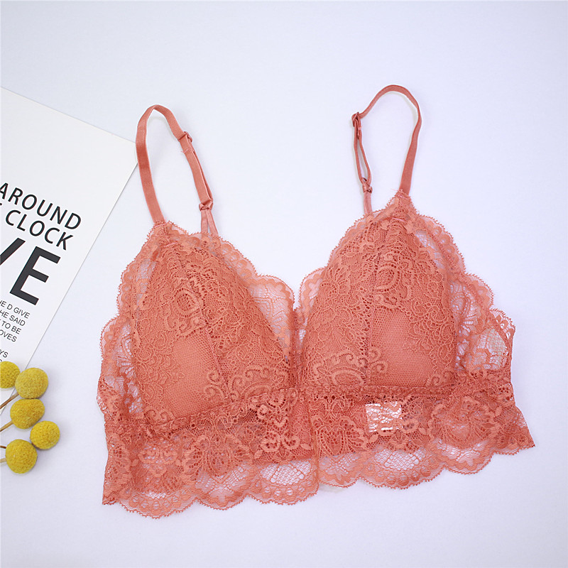 Pháp sexy đồ lót ren lại womens-một-trong-một mỏng bra cup ren mà không vòng thép thở bọc điều chỉnh dây đeo ngực.