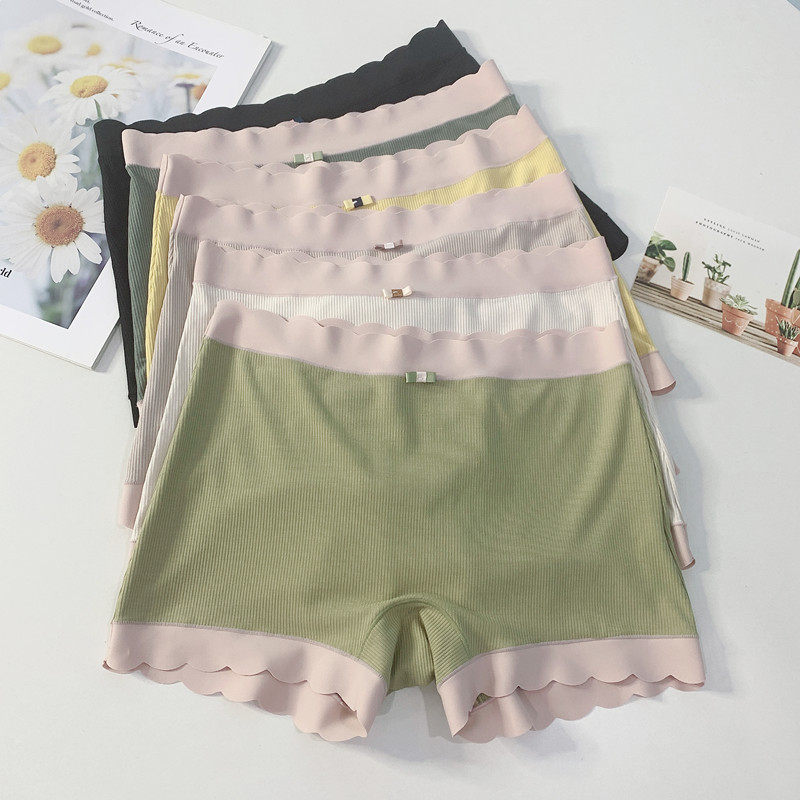 Summer Wave Side Without Mark Thread Four Corner Pants Woman Pro Skin Anti-Walk Light Shorts Breathable Mid-Waist Underpants Safety Pants