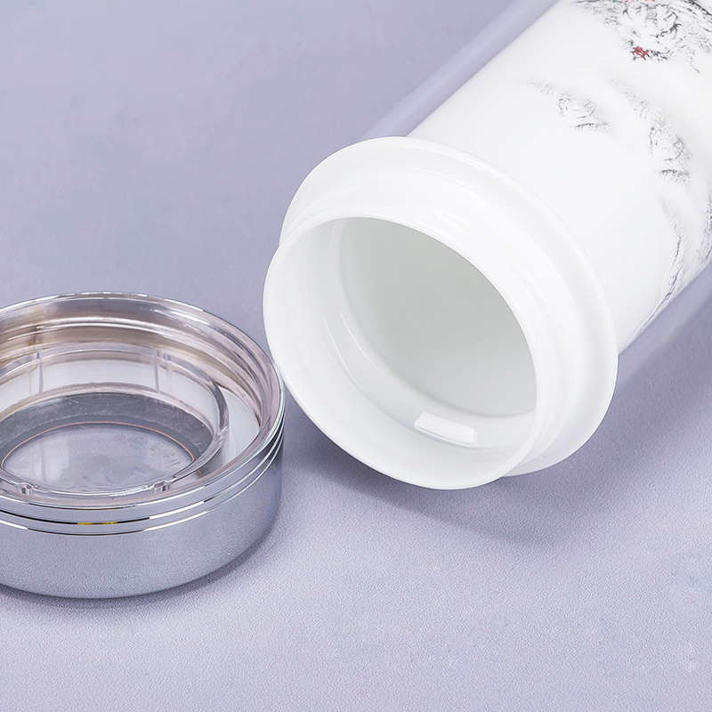 Jingdezhen ceramic straight cup vacuum cup men 's gift custom logo with a cup of tea cups office glass heat insulation