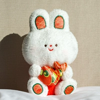 Hongfu lili ear rabbit, держащий рыбу