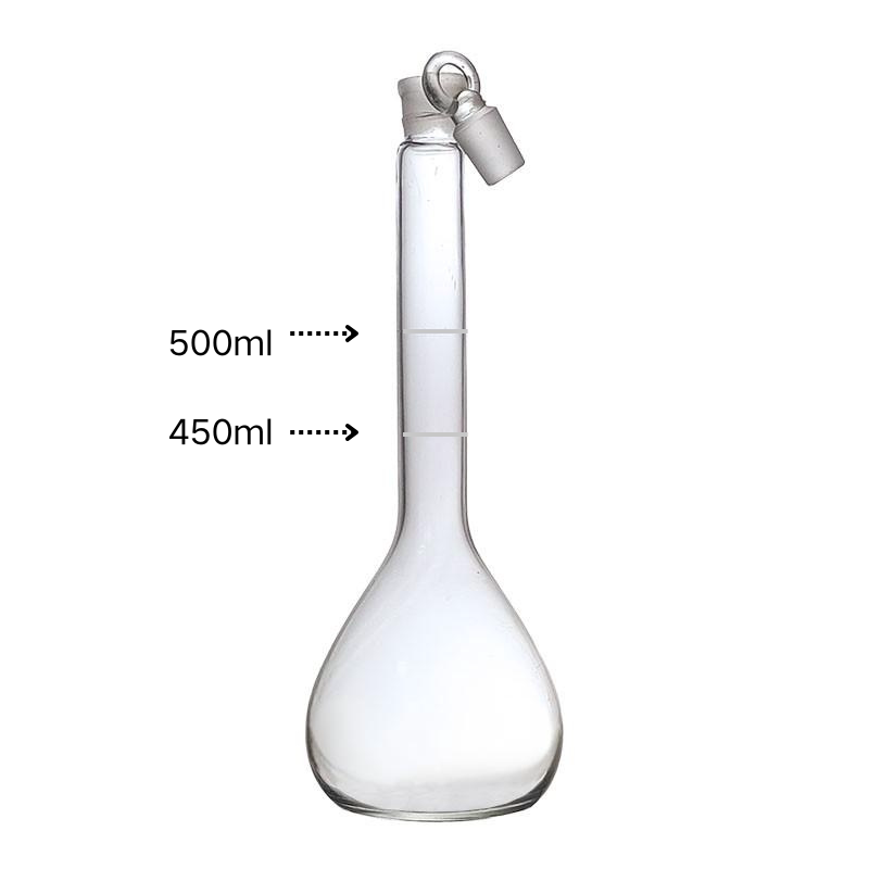 500ml双标线容量瓶450ml容量瓶订定制做玻璃刻度瓶加粗大杆磨砂口