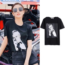 Tong Liya star with the same 2021 summer new movie character printing loose cotton short-sleeved T-shirt top women