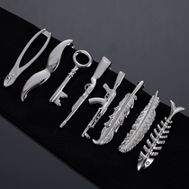 Silver tie clip collar pin Business professional pin Suit mens feather fishbone weapon shape fashion collar clip