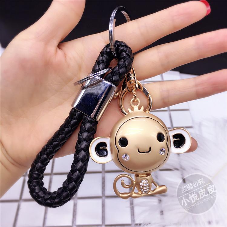 Metal Hip-Hop Monkey Keychain for Men and Women, Couple Car Key Ring Chain, Creative Cartoon Zodiac Bag Pendant