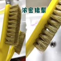 Authentic long-handled pig hair shoe brush yellow pig mane wash shoes washing soft hair brush yellow plastic long handle pig hair brush
