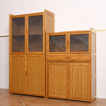 Breathable screen cupboard multi-layer simple cabinet economical household assembly kitchen solid wood bamboo dish cabinet side cabinet