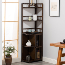 Tea corner rack cabinet solid wood living room tea room corner cabinet teapot tea set storage shelf lockers