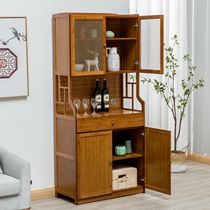 Kitchen rack microwave cabinet simple locker cupboard solid wood bamboo cabinet sideboard breathable mesh sand vegetable cabinet
