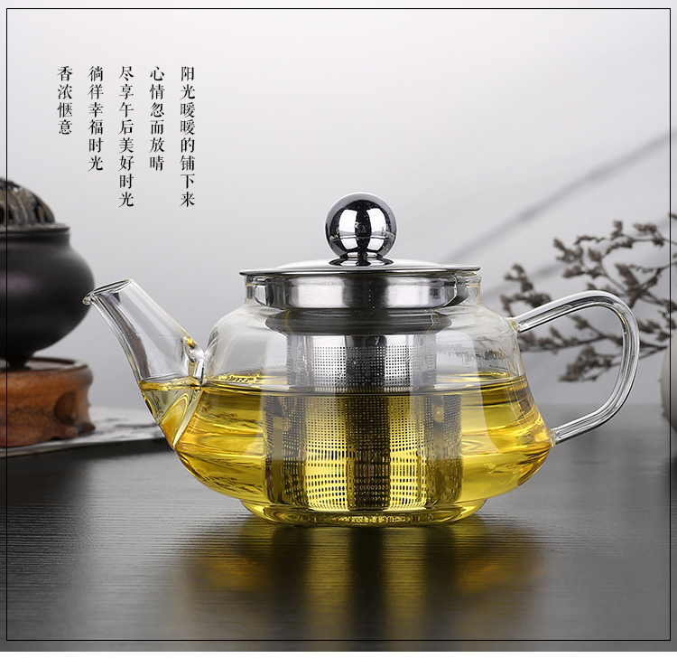 Trà đen với ấm trà thủy tinh chịu nhiệt lọc trà pha trà nhỏ ấm trà tách trà đặc biệt bộ ấm trà thủy tinh cao cấp