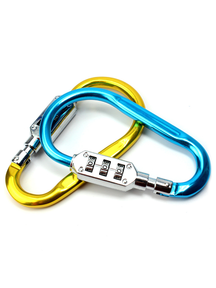Arc password lock mountaineering keychain type D-type carabiner Creative password lock Padlock Password lock Fast buckle