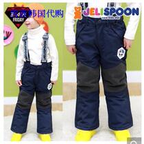 China spot South Korea Jelispoon Boys winter warm cotton pants strap ski pants