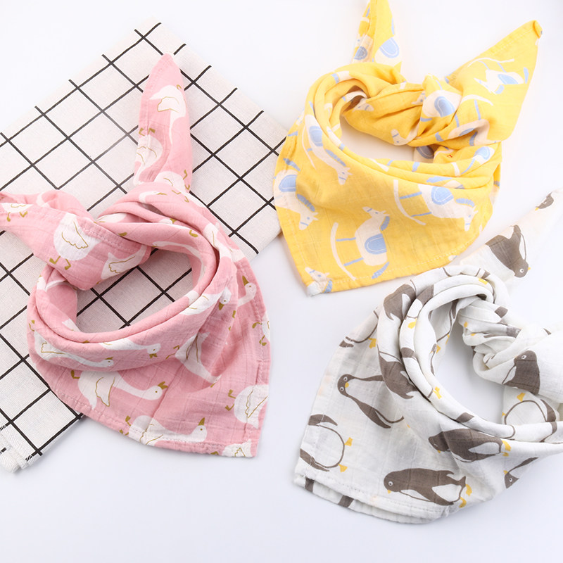 Large size children's square scarf pure cotton yarn baby triangle scarf saliva towel baby bib scarf baby scarf baby scarf