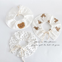 ins infant cotton cotton round mouth spring summer thin section breathable baby saliva towel lacing 360 round bib spat shoulder