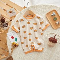 Summer new baby clothes short sleeve one-piece clothes Korean version Little Bear male and female short climbing khaclothes climbing clothes for baby clothes