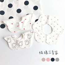 3-piece bib baby rotating flower saliva towel baby cotton waterproof bib rice bag newborn anti-spit milk