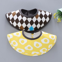 2-bar baby bib spring and summer thin cotton 360 round saliva towel newborn waterproof bib baby rice pocket