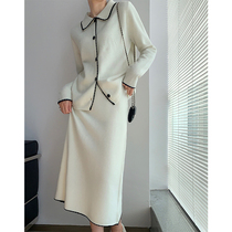 Pumen XUS autumn tender knit set ~ 100 wool long sleeve cardigan sweater womens skirt set