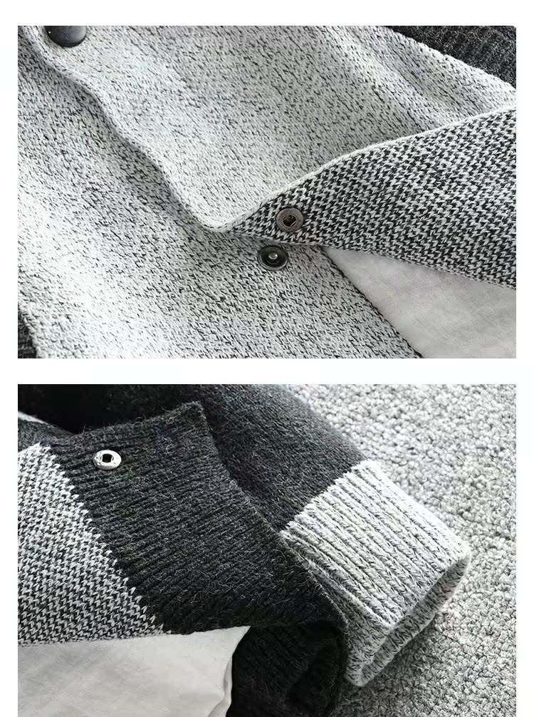 Áo len nam mùa thu 2018 mới đan đồng phục bóng chày cardigan thanh niên Áo len nam hàn quốc áo khoác 7878 áo bomber