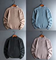 2019 new autumn and winter mens standing collar base sweater Joker sweater casual knitted sweater solid color base shirt 9801