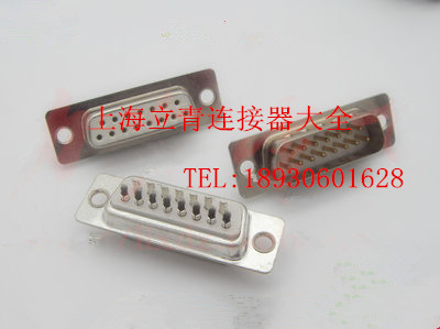 Two rows of white glue plated half gold DB15P male head DB head 15 core needle two rows of DB15 male weld wire plug connector